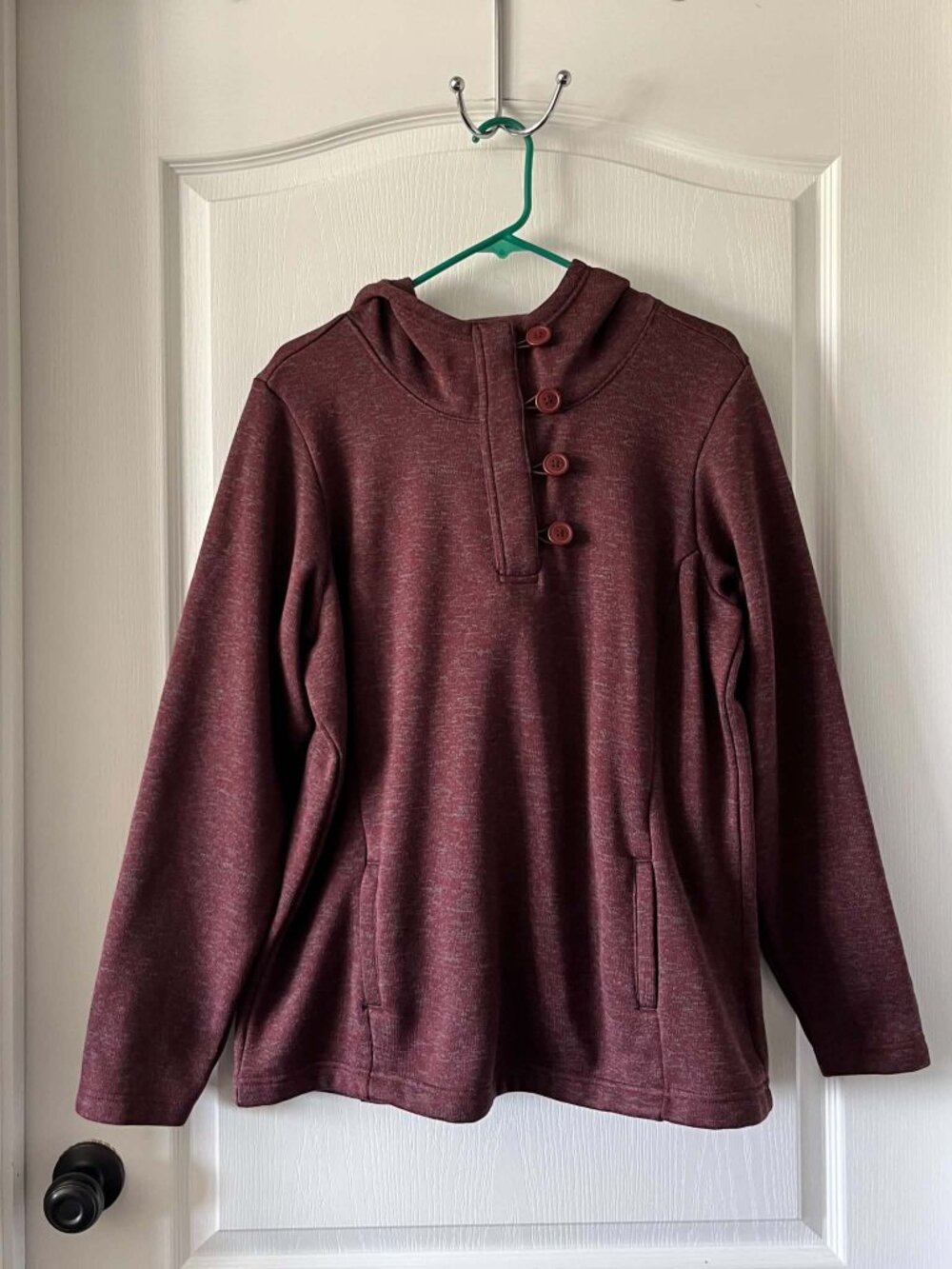 Columbia Darling Days Hoodie Women's with Four Loop Button Placket sz 1X Maroon